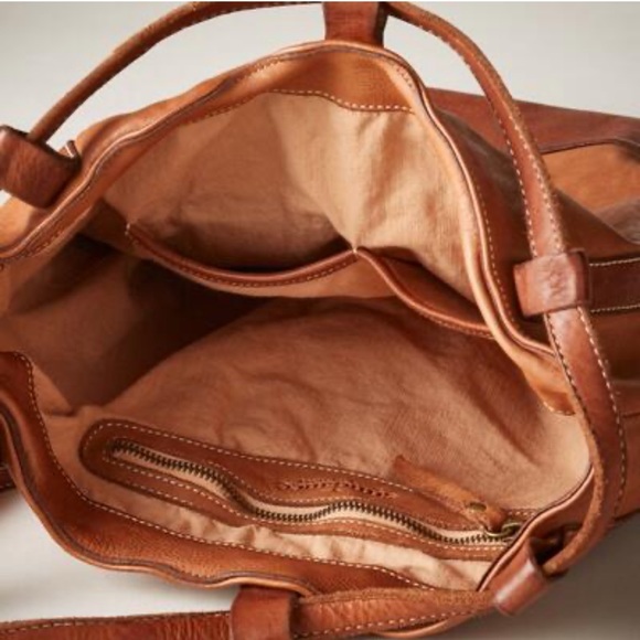 Vintage Sundance Cheval Leather Drawstring Backpack Tote Tan Brown - Picture 4 of 7